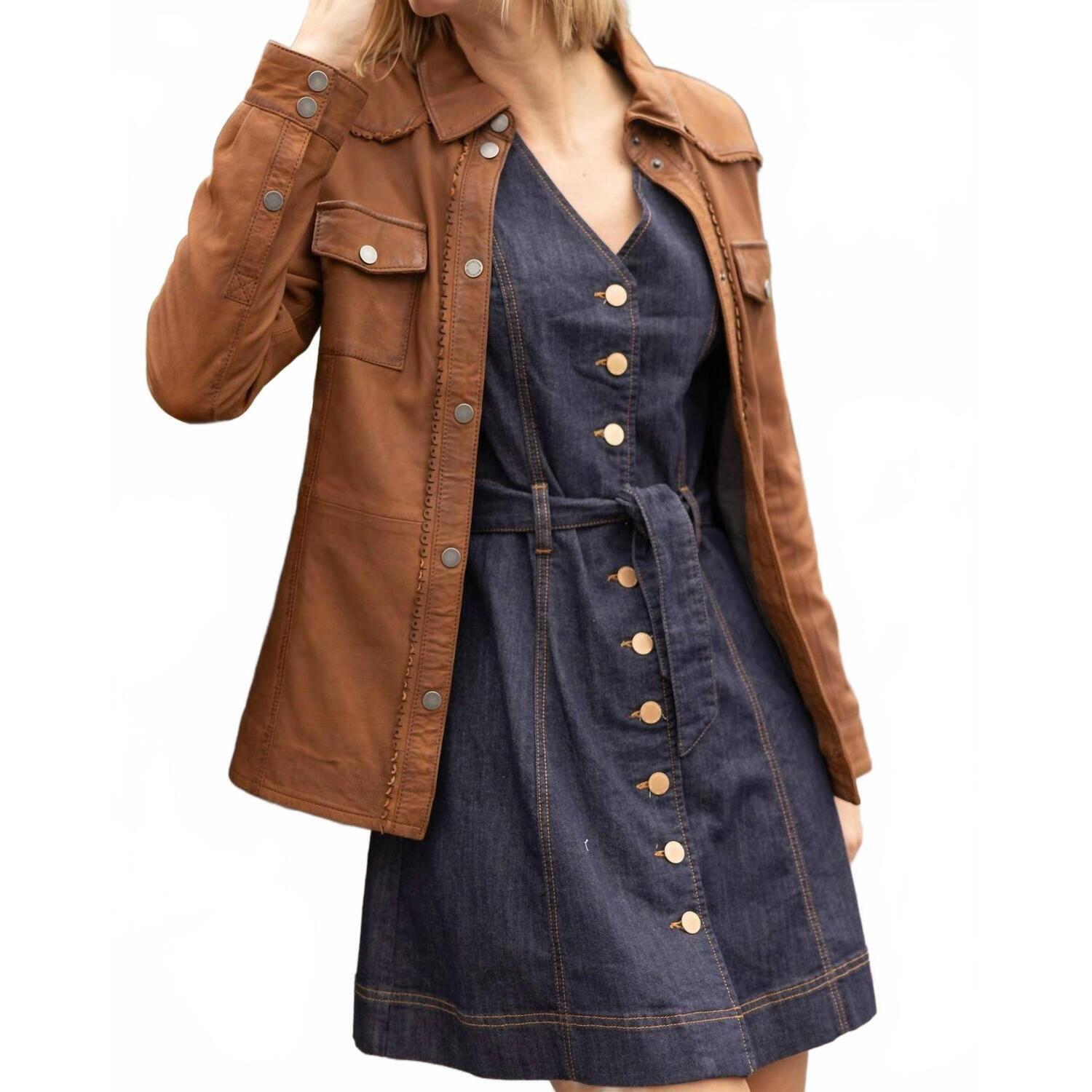 New Mauritius Melodee Leather Jacket In Cognac